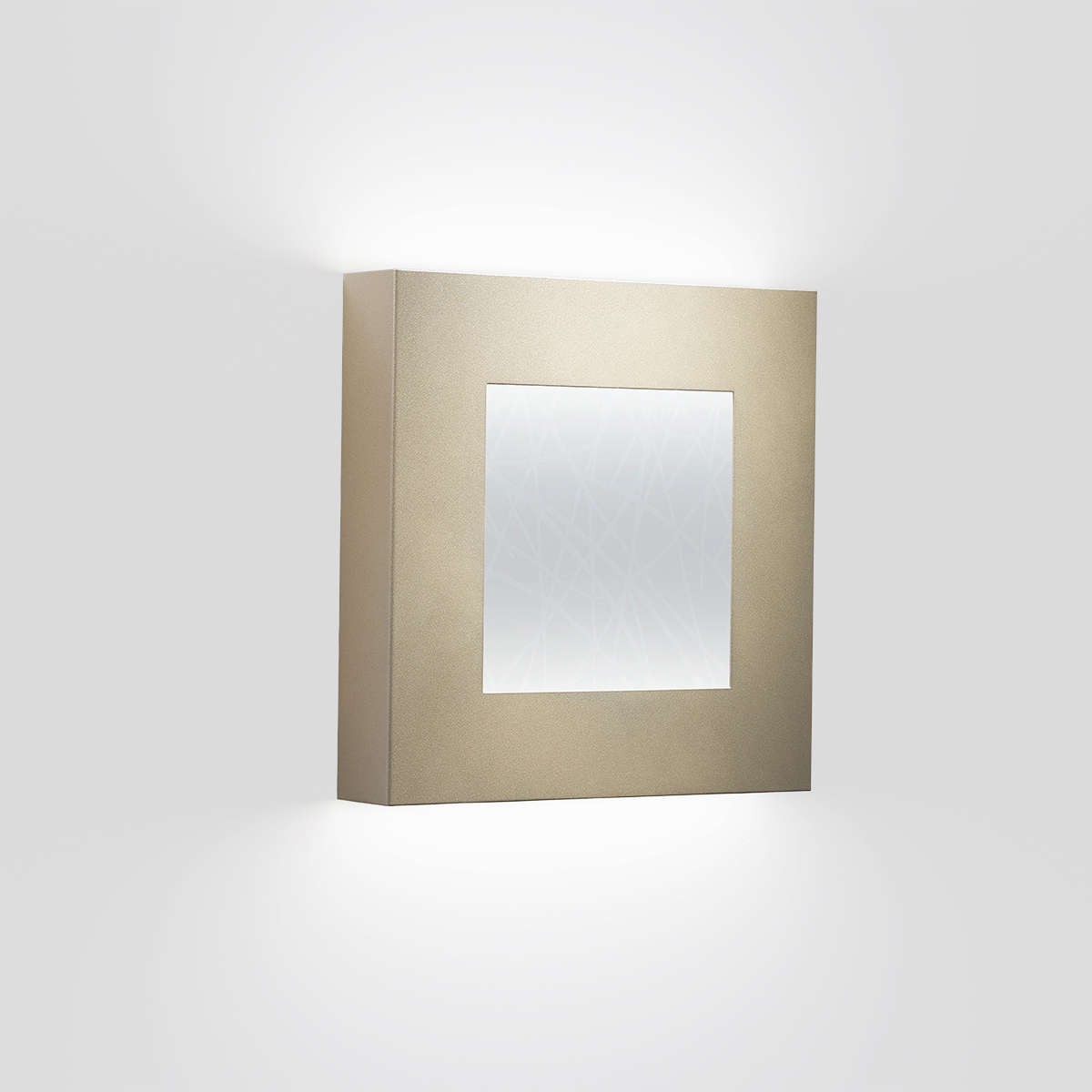 A square wall sconce with a diffuser window