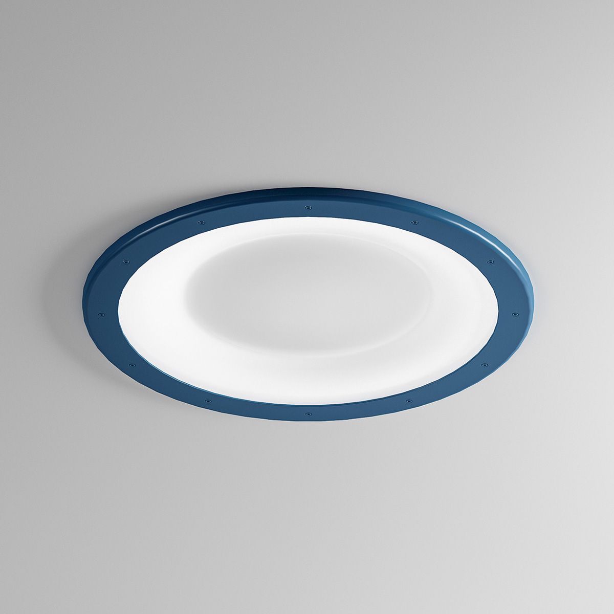 Ceiling mount behavioral health fixture with Cove Blue finish