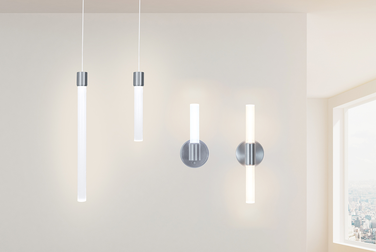Theo is a unique acyrlic light rod pendant made by Visa Lighting