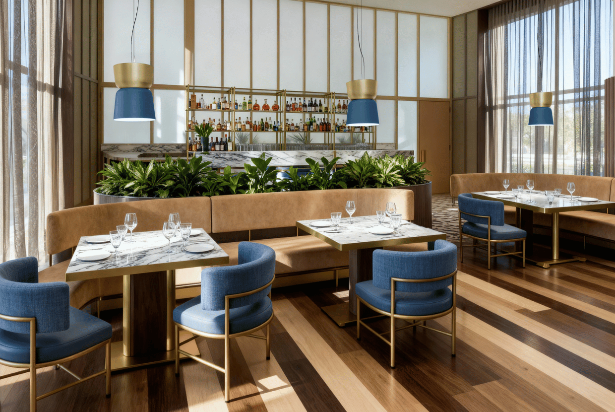 Anna Bowl Pendants Bar and Tables