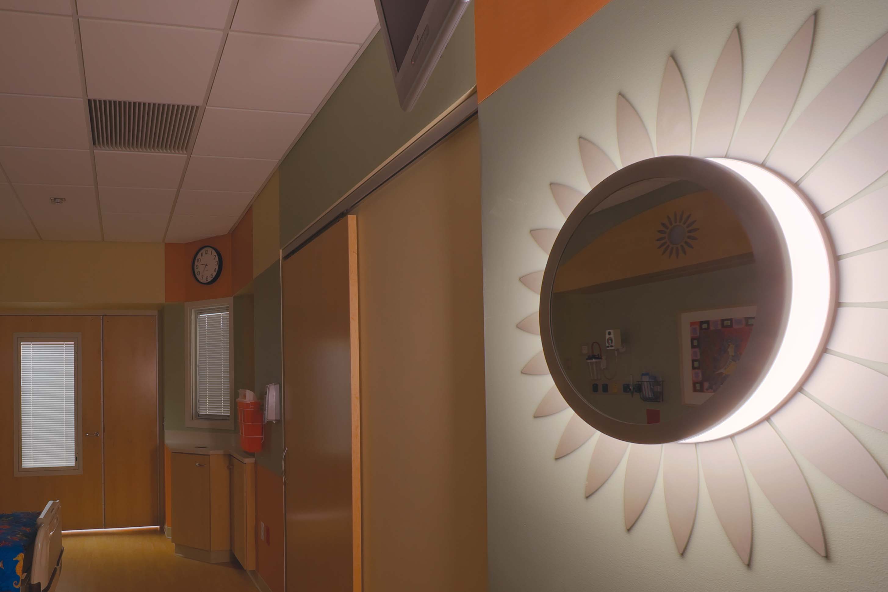 Custom LED flower light fixture for Children's Hospital by Visa Lighting