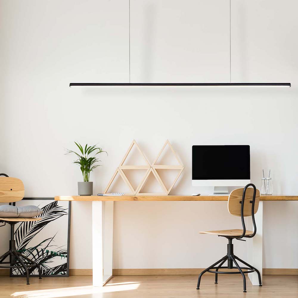 Rae linear LED pendant with direct illumination by Visa Lighting is ideal for office workplace applications